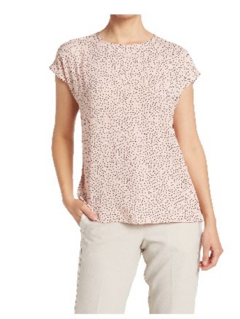 Halogen Blush Pink Dot Cap Sleeve Blouse
